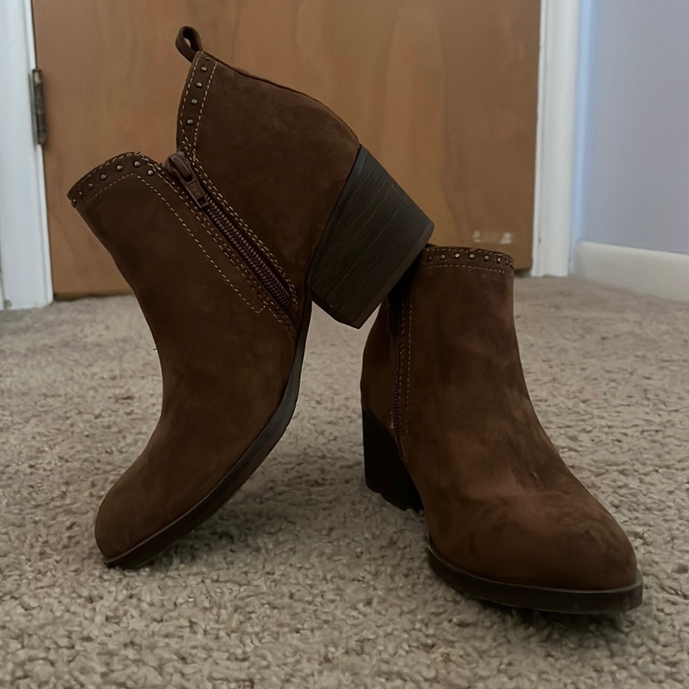 Brown high heel boots